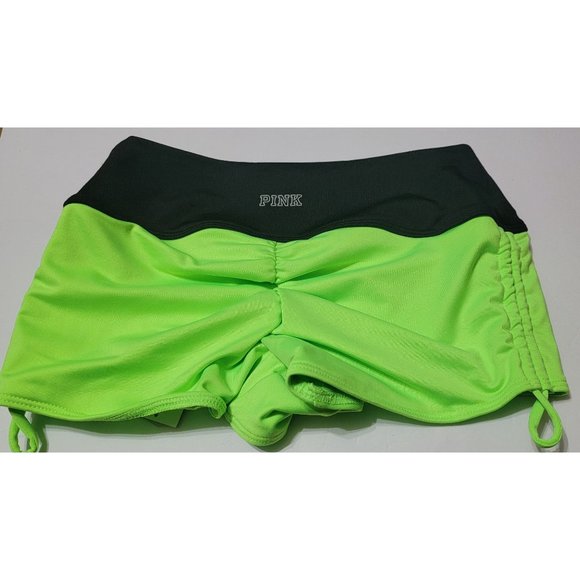 NWT Victoria's Secret "PINK" Gym to Swim Ruched Shorts Neon Green XS - Picture 2 of 4